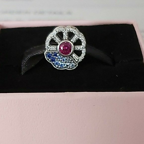 Authentic PANDORA *CHINA EXCLUSIVE* Blue & Pink Fan Charm - Picture 10 of 16
